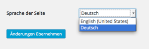 Sprache Auswahl WordPress Administrationsbereich